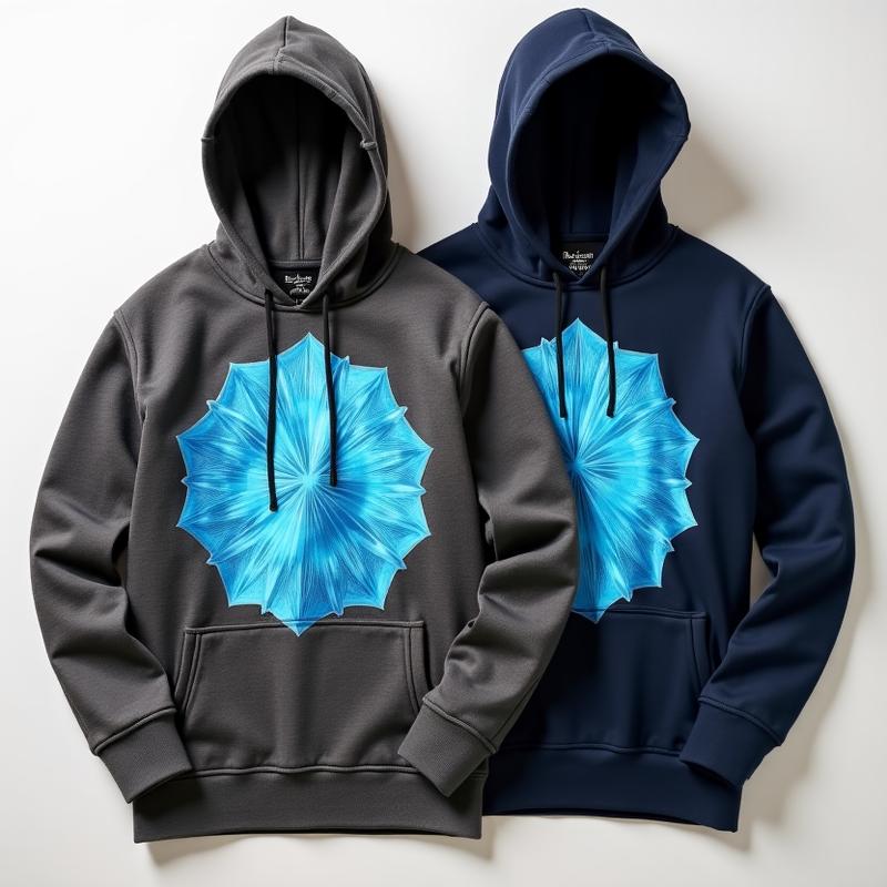 Oversized graphic hoodies with gold geometric patterns